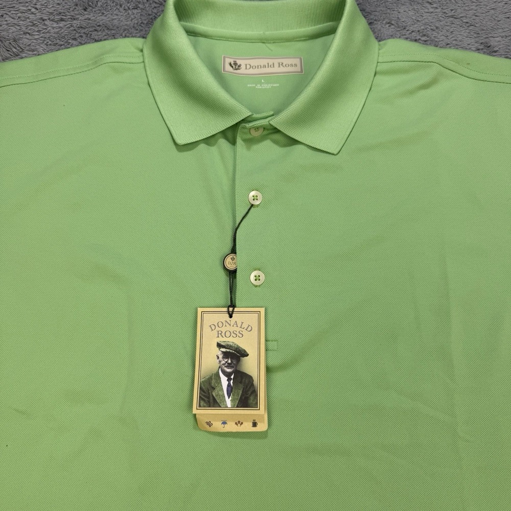 DONALD ROSS L Green Golf Wicking Mesh Wind Water Protection Classic Polo‎ NWT